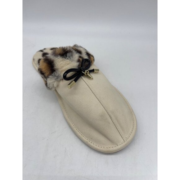 Kate Spade Lacey Leopard Cream Slippers with Faux Fur Lining Size 6.5 /7 - Picture 3 of 8